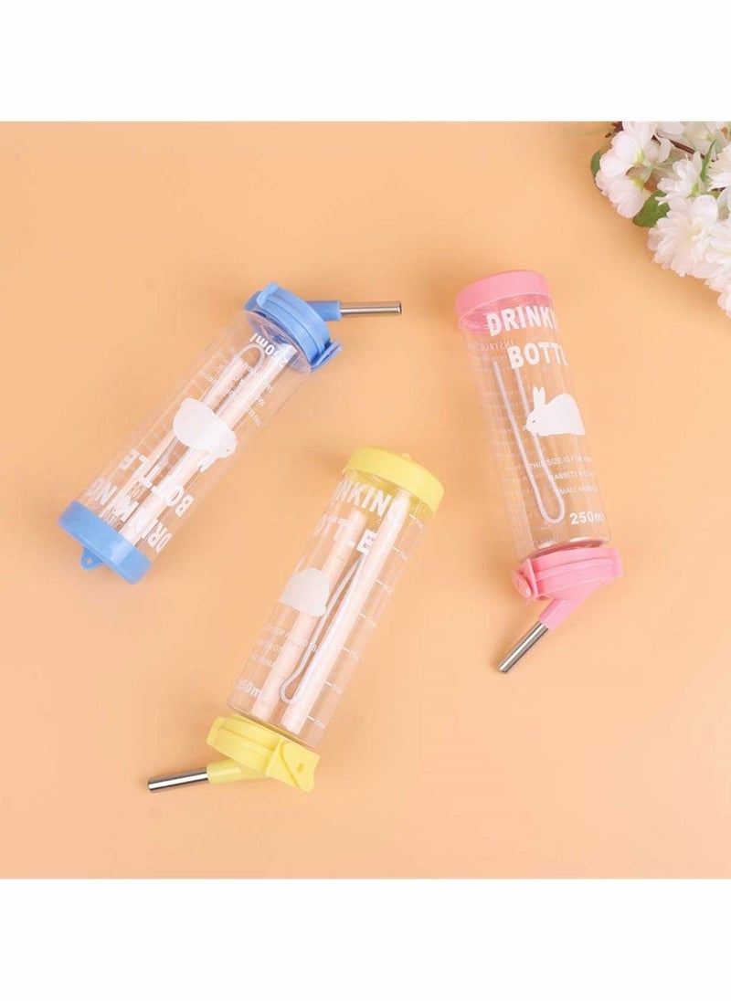 3Pcs Hamster Water Bottles, 8.5 oz Hanging No Drip Small Animal Drinking Bottle Automatically Feeding Water for Hamster, Gerbil, Rat, Chinchilla, Squirrel, Rabbit, Small Animals, BPA Free