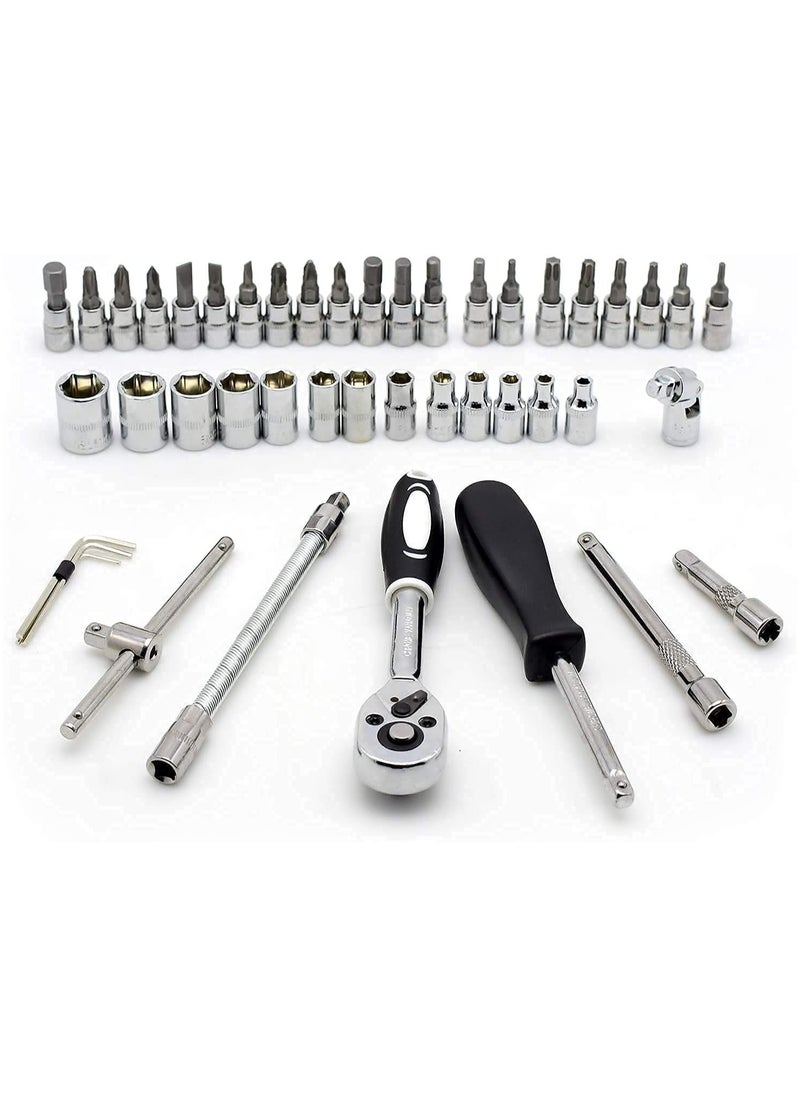 46-Piece Wrench Combination Tools Kit For Auto Repairing (Black)