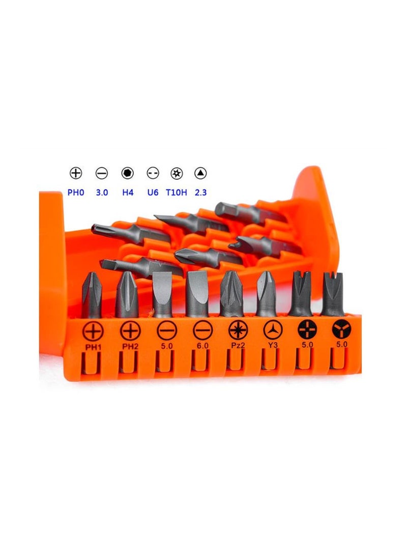 Ratchet Wrench, Ratcheting Screwdriver Set with Alloy Bits, 180° Rotatable Head, Dual-Direction, Multi-Angle Adjustment, Ergonomic Design, Orange