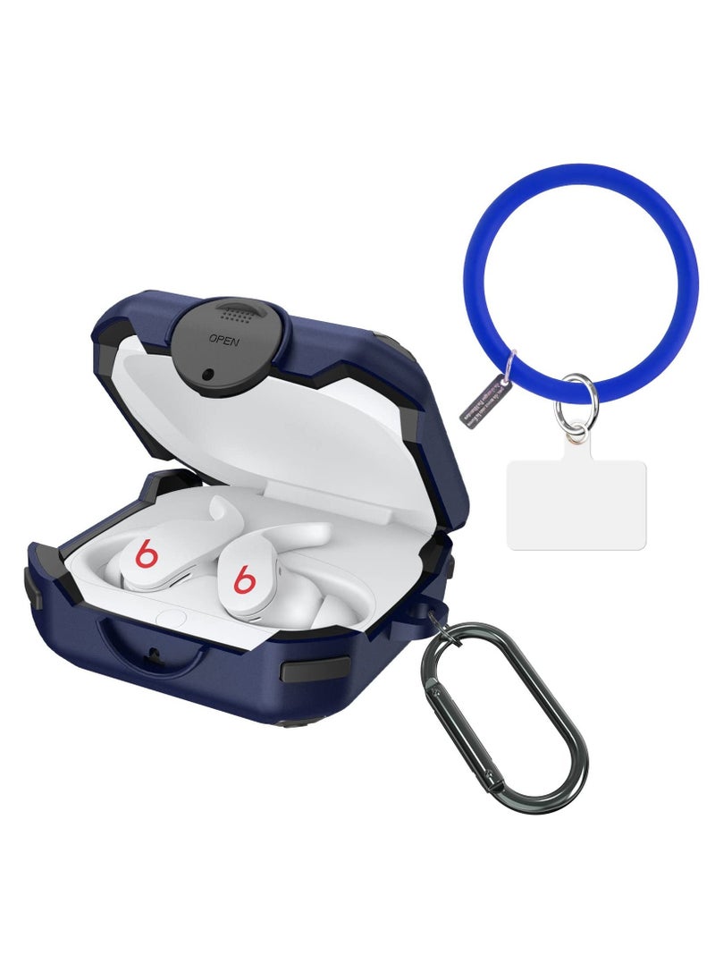 Case for Beats Fit Pro, Protector Compatible with Beats Fit Pro 2021 with Switch Lock/Keychain/Silicone Anti-Drop Bracelet, Secure Lock,  Blue