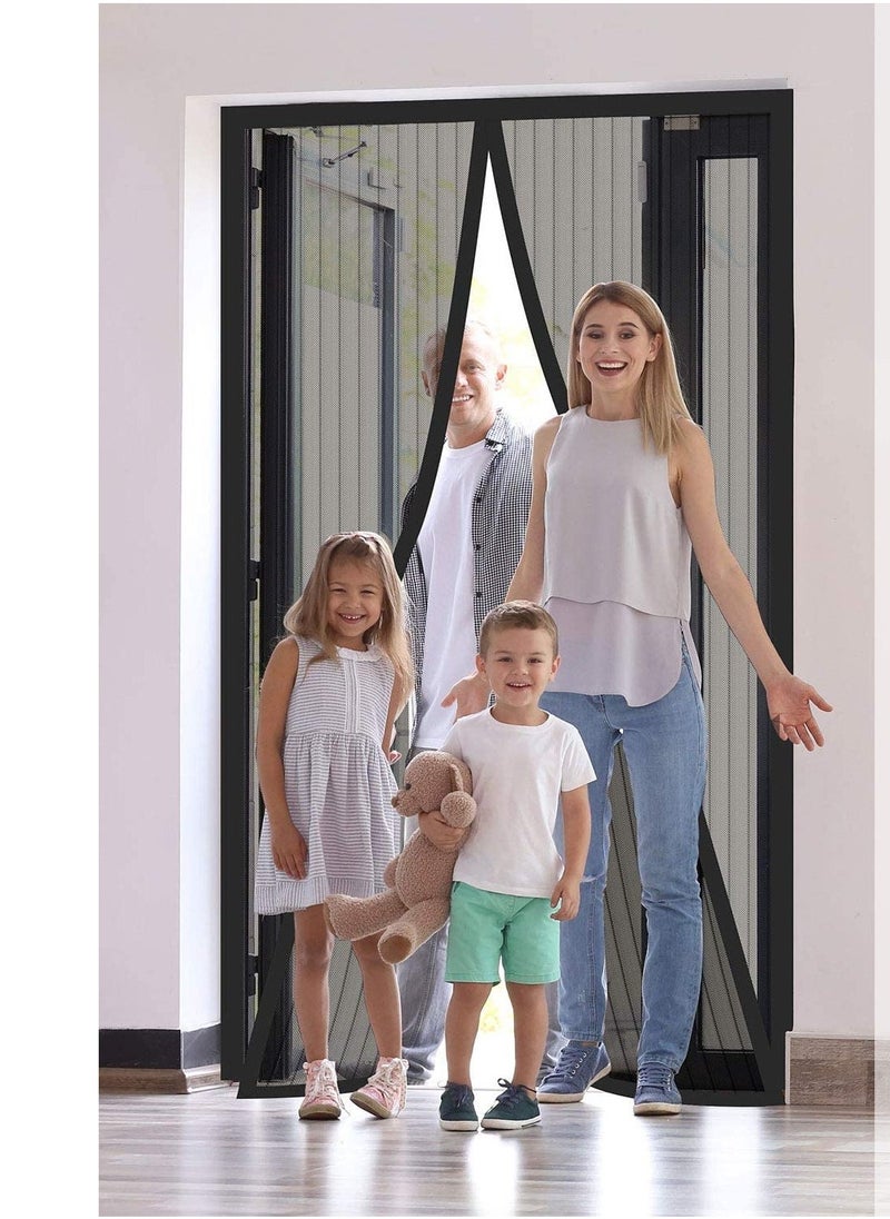 Black Magnetic Fly Screen Door 100 x 210cm Fly Insect Screen Door Magnetic Keeps Mosquitoes Insects Bugs Out