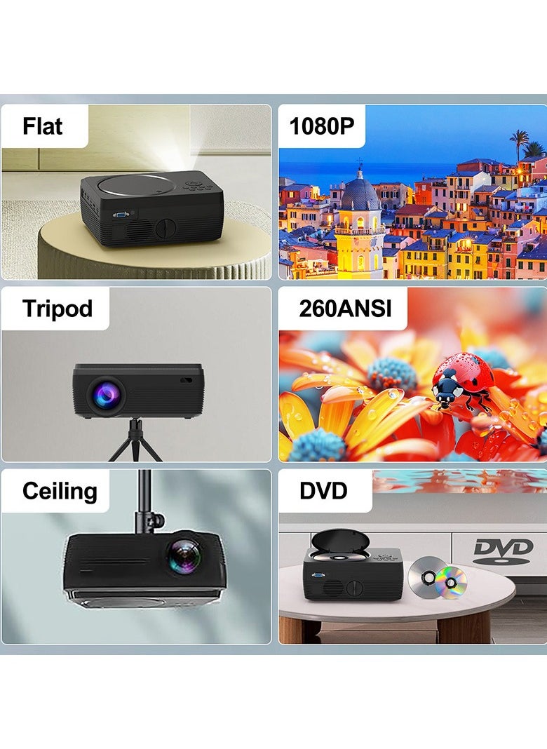 Portable HD Home Projector with Wireless WiFi and Mobile Phone Screen Sharing 720P