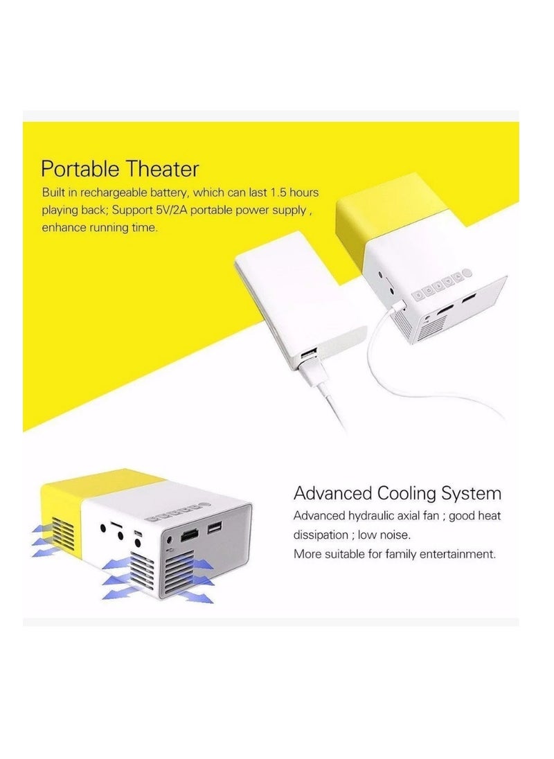 Portable QVGA LED 400 Lumens Projector With Remote Control YG300 White/Yellow