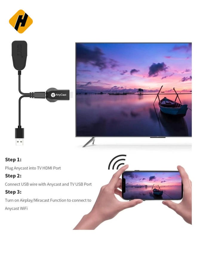 Any Cast HDMI WiFi 1080P Mobile Screen Mirroring Receiver Dongle to TV Projector Receiver for Android Mac Windows