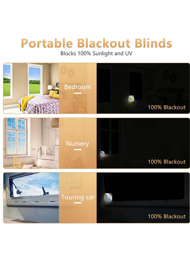 Blackout Blind, Portable Blinds Stick On Window No Drill, Material Curtains for Bedroom Nursery Loft Travel RV Car 100x145cm