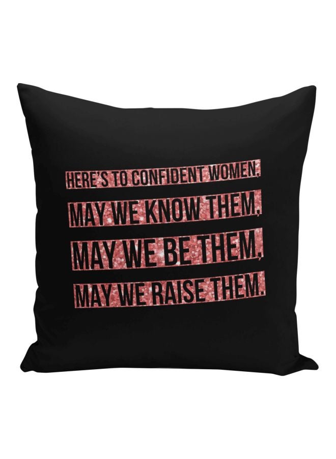 Motivational Quote Printed Decorative Pillow Black/Pink 16x16inch