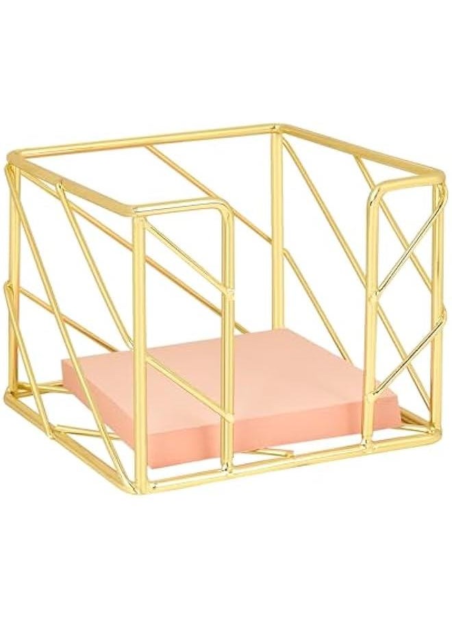 Sticky Note Cube Holder, Memo Note Cube, Post Note Desk Organizer, Notepad Holder, for Home, School, Desk Supplies. (Gold)