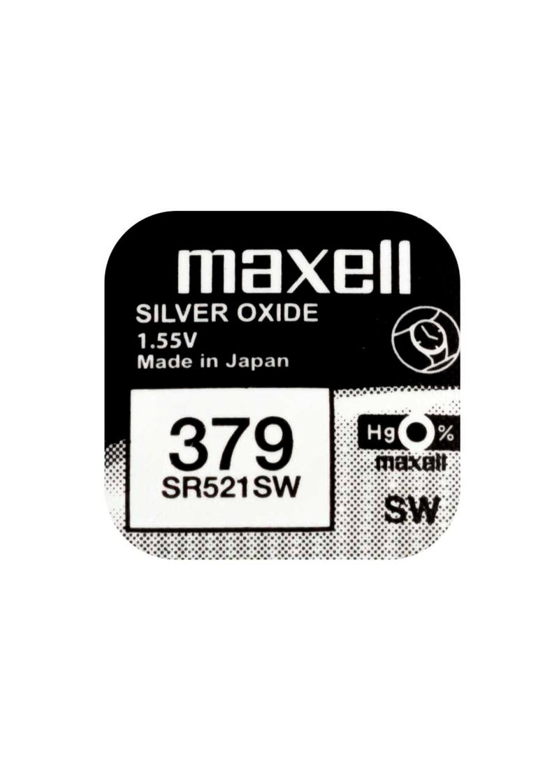 10-Pieces Maxell 379 / SR521SW 1.55V Silver Oxide Hg0% Zero Mercury Batteries