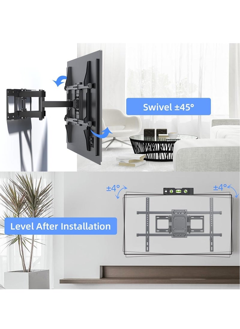 Full Motion TV Wall Mount for 32 to 84 Inch TV, Swivel and Tilt with Articulating Dual Arms, Max VESA 600X400mm, Holds up to 132lbs, Fits Max 16