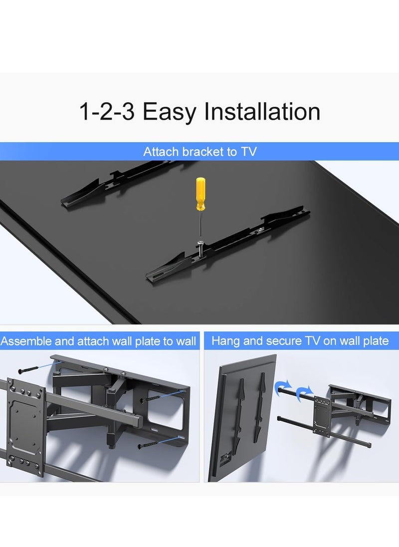 Full Motion TV Wall Mount for 32 to 84 Inch TV, Swivel and Tilt with Articulating Dual Arms, Max VESA 600X400mm, Holds up to 132lbs, Fits Max 16