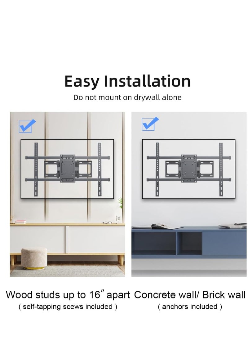 Full Motion TV Wall Mount for 32 to 84 Inch TV, Swivel and Tilt with Articulating Dual Arms, Max VESA 600X400mm, Holds up to 132lbs, Fits Max 16