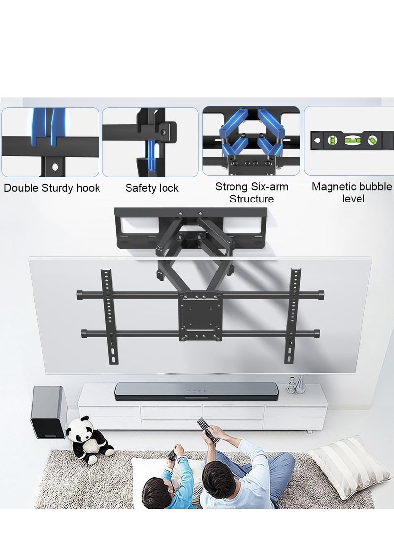 Full Motion TV Wall Mount for 32 to 84 Inch TV, Swivel and Tilt with Articulating Dual Arms, Max VESA 600X400mm, Holds up to 132lbs, Fits Max 16