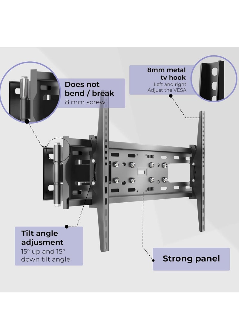 Adjustable, Tilting and Swivelling TV Wall Mount for Curved Flat TVs and Monitors VESA 400 x 600 Max (32-75 Inch) 50 kg Max TV Mount, Tilt, Swivel