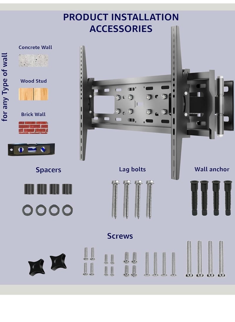 Adjustable, Tilting and Swivelling TV Wall Mount for Curved Flat TVs and Monitors VESA 400 x 600 Max (32-75 Inch) 50 kg Max TV Mount, Tilt, Swivel