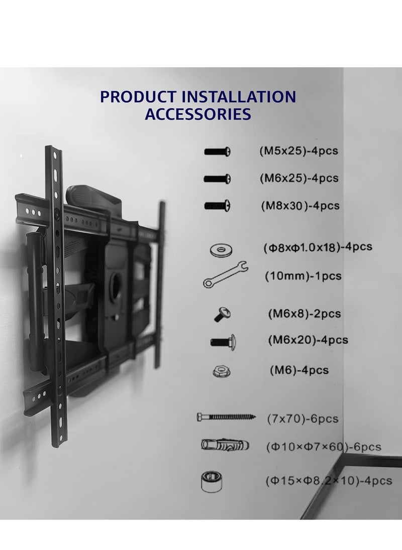 Adjustable, Tilting and Swivelling TV Wall Mount VESA 400 x 600 Max (32-75 Inches) - 50 kg Max TV Bracket for Curved Flat TVs and Monitors - TV Mount, Tilt, Swivel