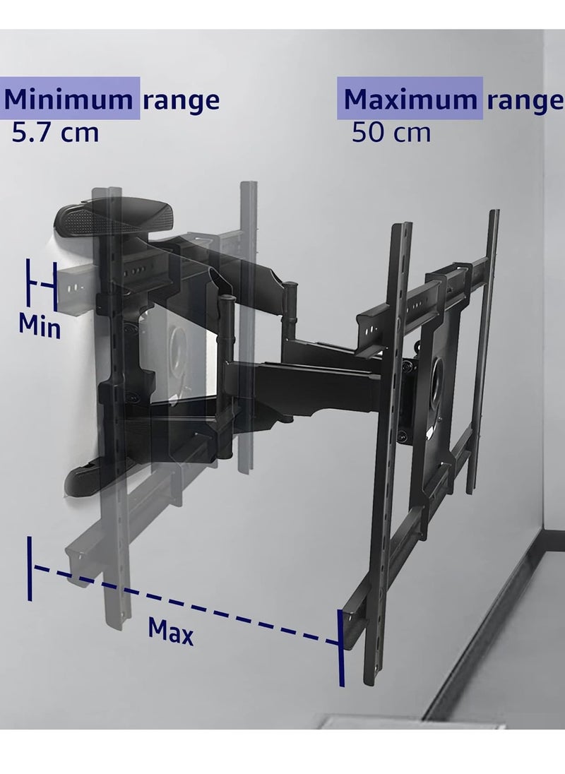 Adjustable, Tilting and Swivelling TV Wall Mount VESA 400 x 600 Max (32-75 Inches) - 50 kg Max TV Bracket for Curved Flat TVs and Monitors - TV Mount, Tilt, Swivel