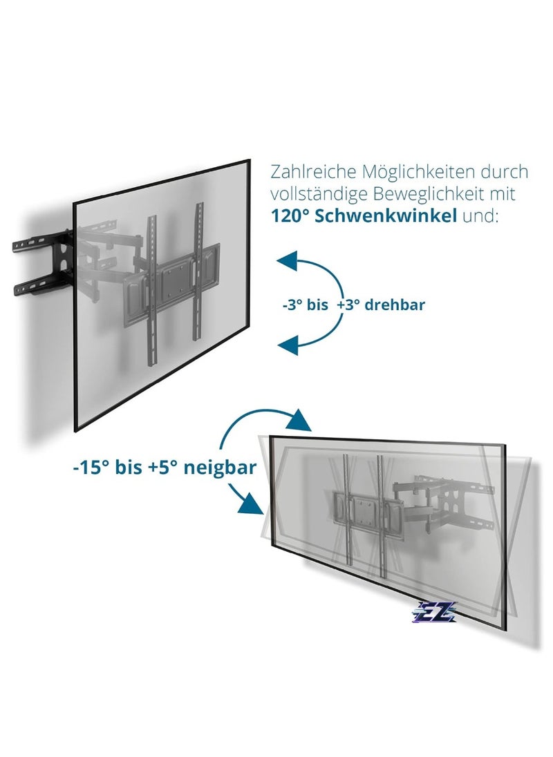 Wall Mount TV Swivelling Tilting / 32-75 Inch TV Mount / TV Wall Mount Flat with Double Swivel Arm / Low Wall Distance - Includes Mounting Material