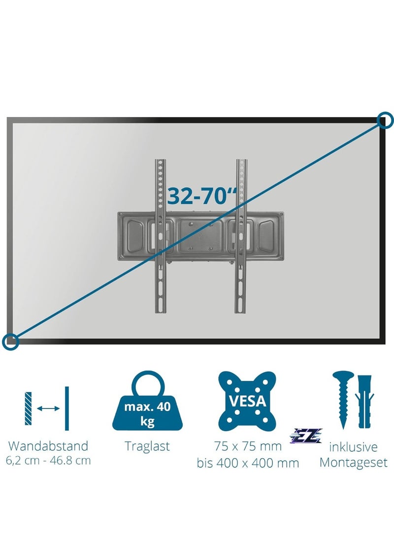 Wall Mount TV Swivelling Tilting / 32-75 Inch TV Mount / TV Wall Mount Flat with Double Swivel Arm / Low Wall Distance - Includes Mounting Material