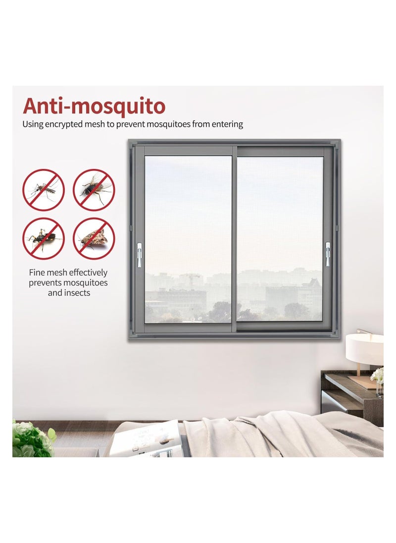 Magnetic Window Screen, SYOSI DIY Window Screen Anti Mosquito Mesh Window Screens for House Windows Magnetic Screen Window Adjustable Net Fiberglass Fine Screen with Grey Mesh (39''x59''