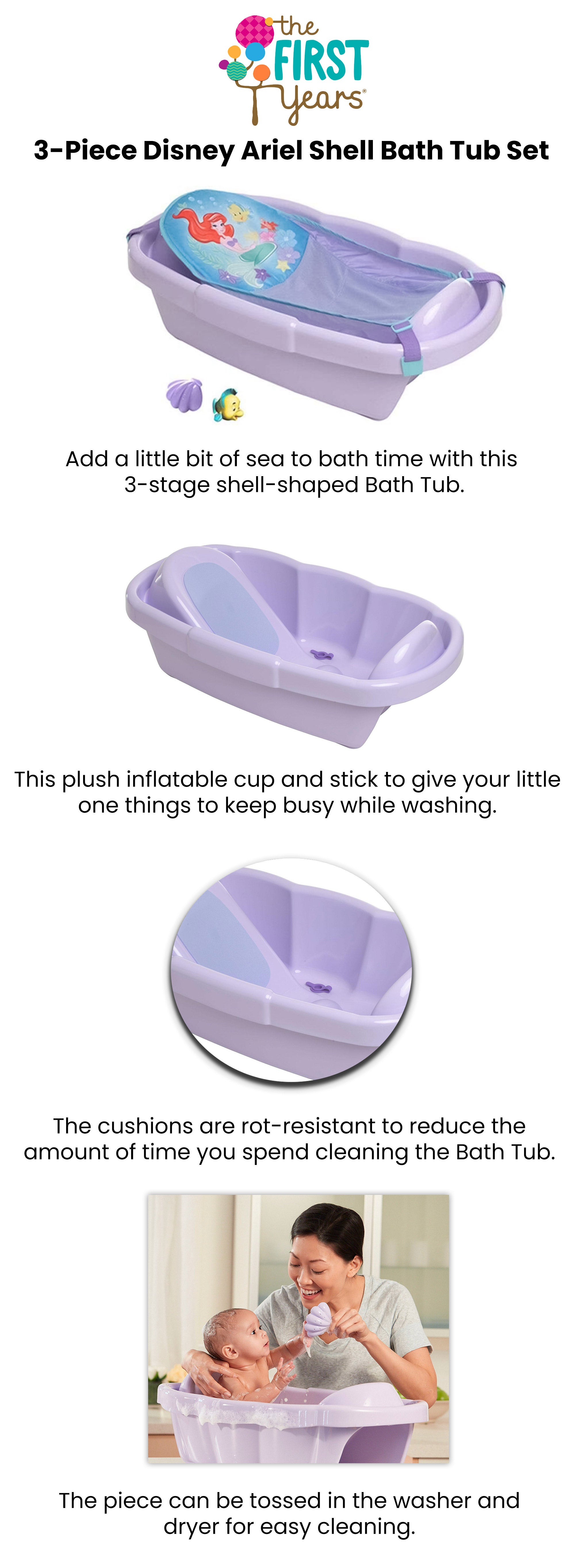 3-Piece Disney Ariel Shell Bath Tub Set