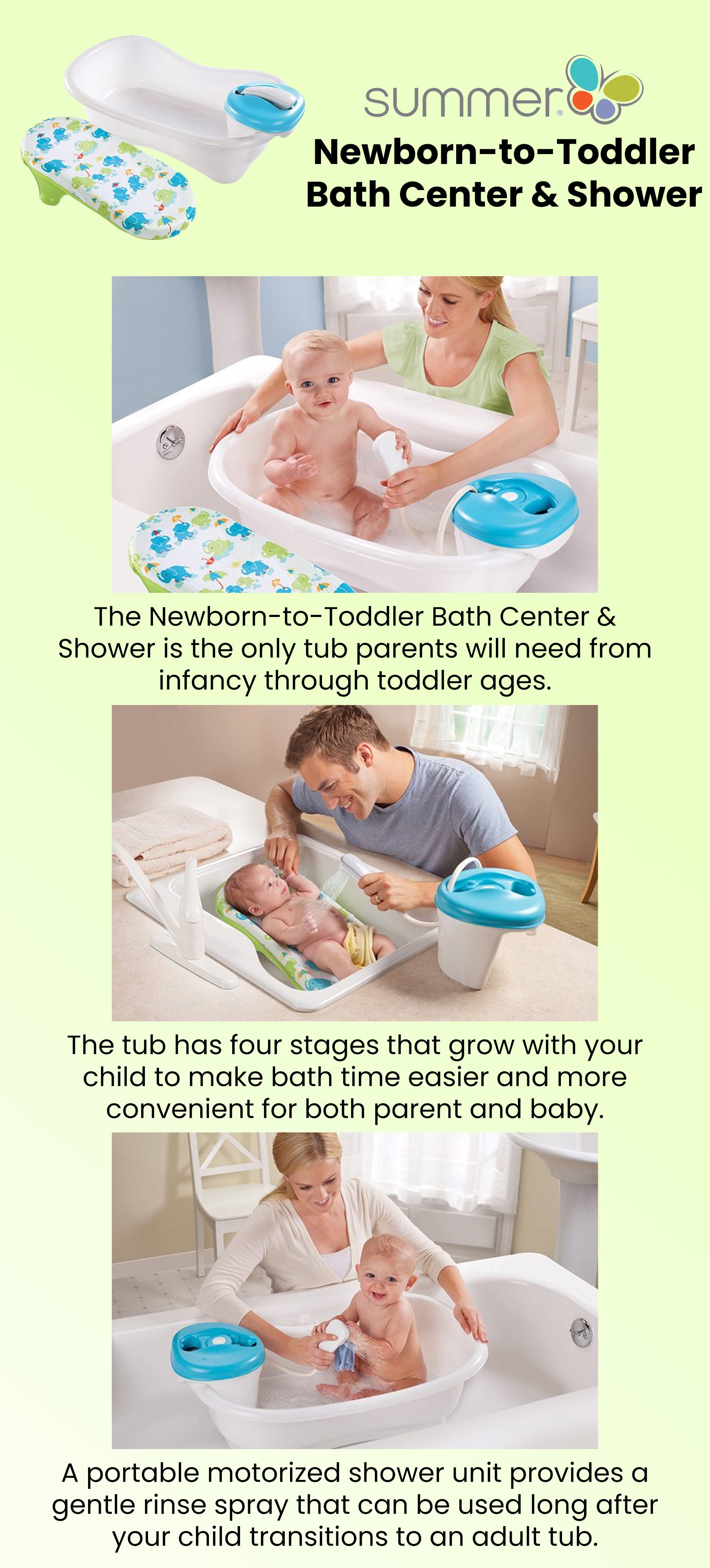 Newborn-To-Toddler Bath Center And Shower, 0+ Months - Green/White/Blue