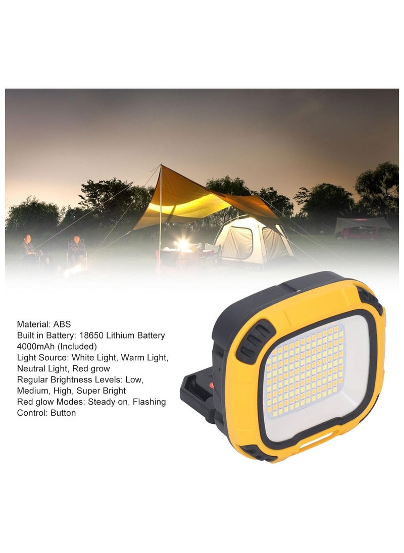 Portable LED Work Light with Rechargeable Battery, Multiple Lighting Modes, and IP44 Waterproof for Outdoor Activities, Searchlight, and Emergency Light