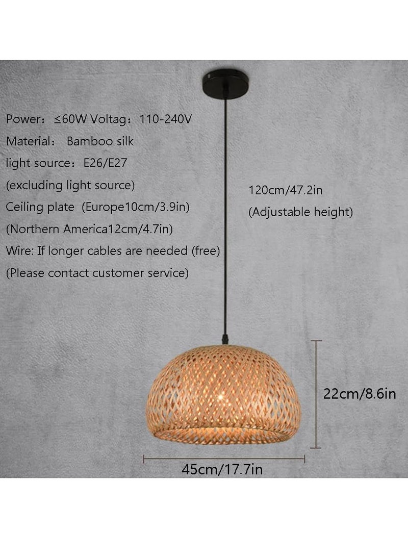 Rattan Pendant Lights Wicker Pendant Lighting Bird's Nest Shape Lamp Shade with Adjustable Cord Natural Bamboo Woven Chandelier Living Room Ceiling Hanging Light Fixtures for Dining Room Bar Cafe