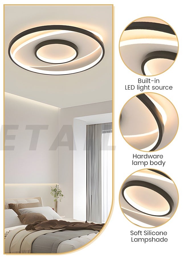 Modern LED Ceiling Light for Bedroom, Living Room and Study with New Minimalist Design and Luxurious Feel - Adjustable 3-Color Changing, Triple-Temperature Lighting