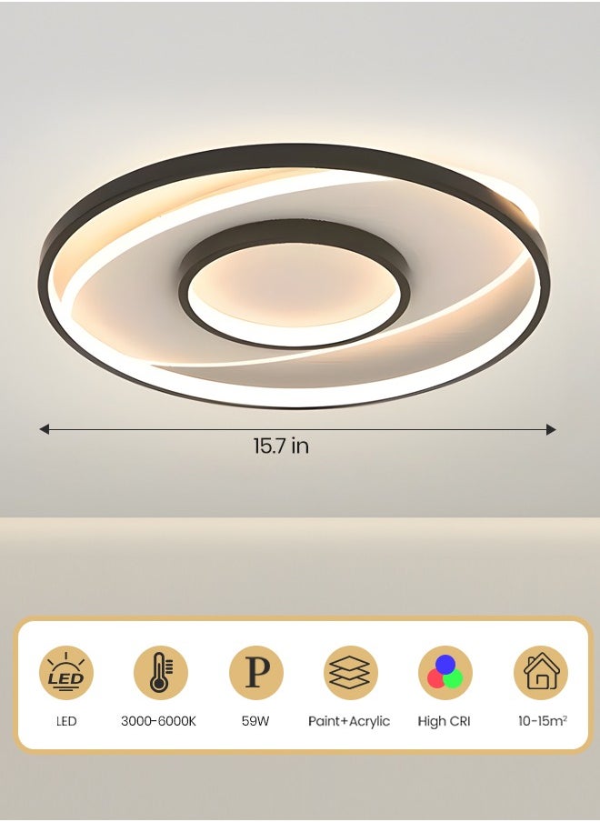 Modern LED Ceiling Light for Bedroom, Living Room and Study with New Minimalist Design and Luxurious Feel - Adjustable 3-Color Changing, Triple-Temperature Lighting