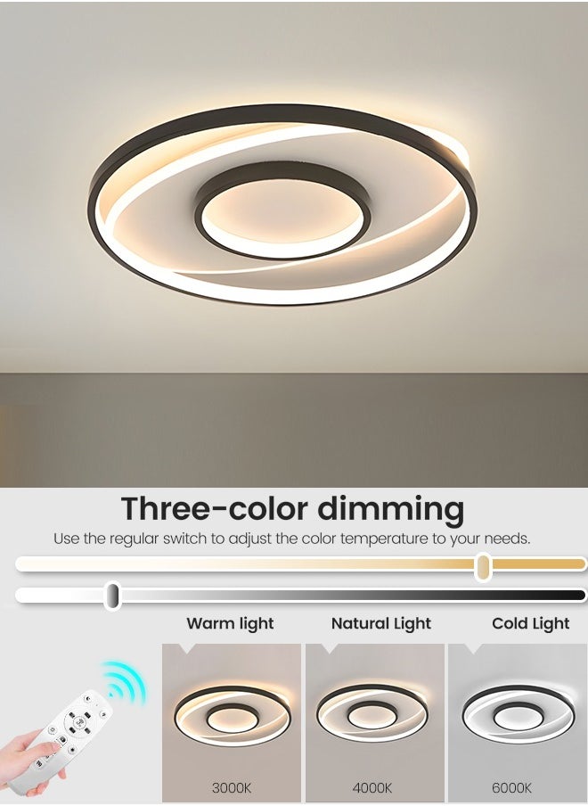 Modern LED Ceiling Light for Bedroom, Living Room and Study with New Minimalist Design and Luxurious Feel - Adjustable 3-Color Changing, Triple-Temperature Lighting