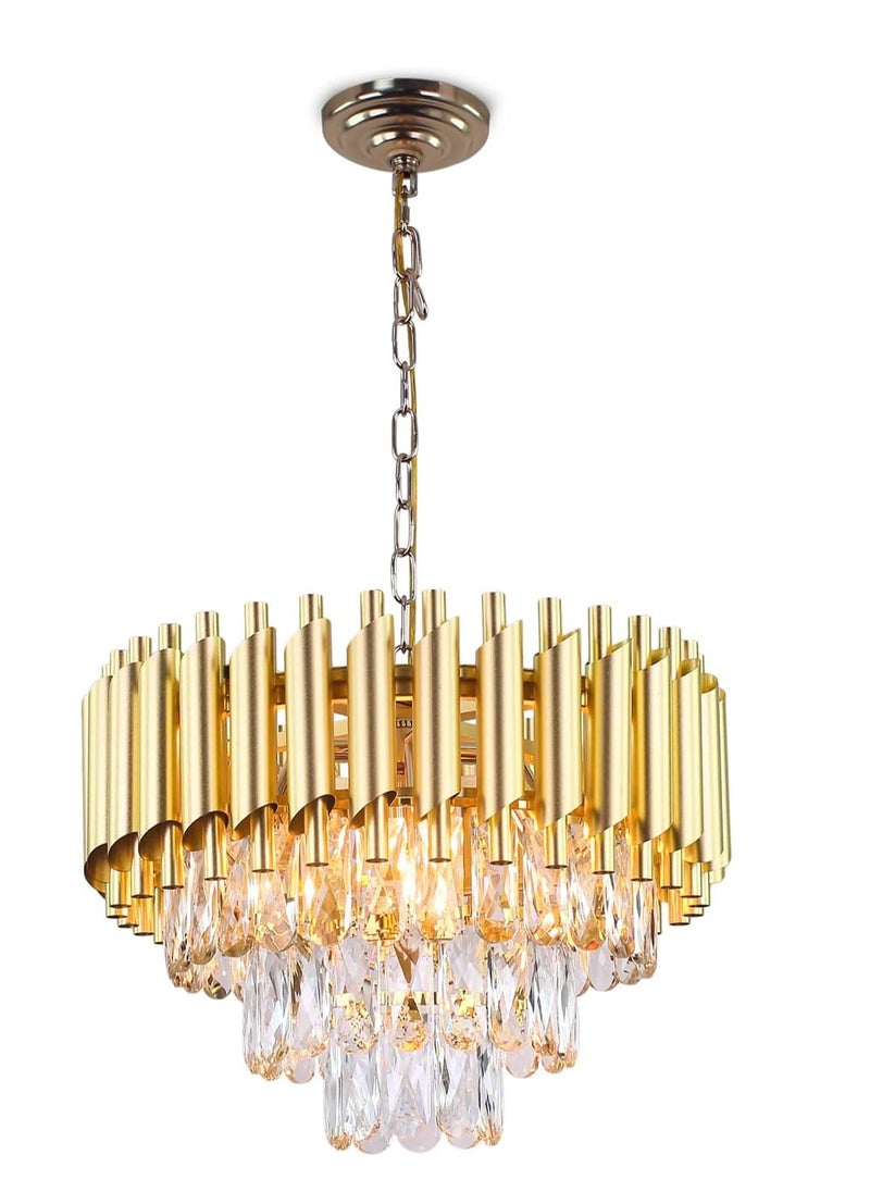 Modern Crystal Chandelier Ceiling Light, 3-Light Crystal Ceiling Lighting for Living Room, Glass Shade Gold Ceiling Light Fixture, Ceiling Lights for Kitchen, Bathroom, Bedroom, Corridor