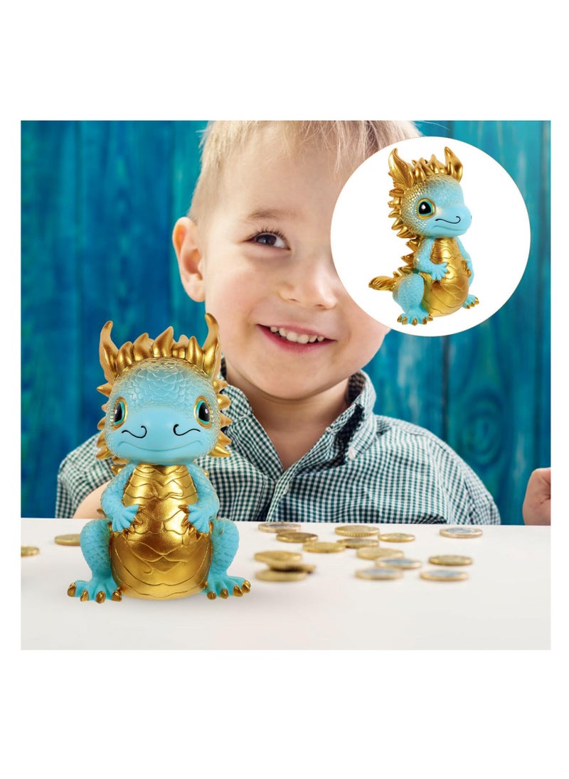 Dragon Shaped Bank Unbreakable Coin Chinese New Year Zodiac Saving Jar Ancient Animal Collectible for Good Luck Prosperity Golden