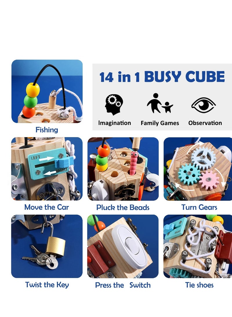 8-in-1 Busy Cube Busy Board, Montessori Busy Board Sensory Toys, Develop Fine Motor Skills Toys, Suitable for Toddlers 1 2 3 Years Old