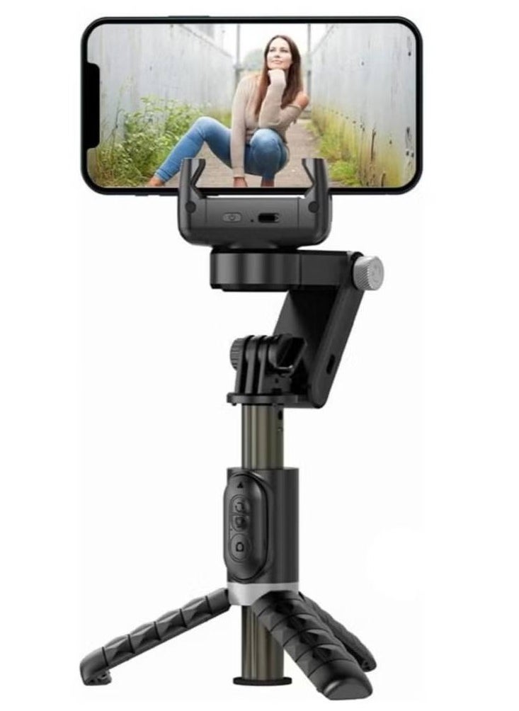 Q18 Desktop Tripod Gimbal Stabilizer with 360° Rotation, Wireless Remote & Auto-Tracking – Portable Smartphone Stabilizer with Fill Light for iPhone & Android