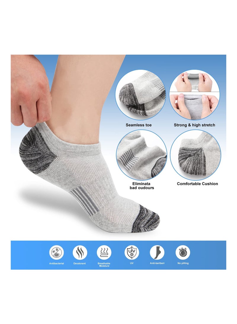 Trainer Socks Ankle Socks Cushioned Sports Socks Invisible Crew Boat Socks Cotton Low Cut Breathable Cushion Running Socks Casual Nonslip Ankle Athletic Socks Non-Slip for Mens 6 Pairs One Size