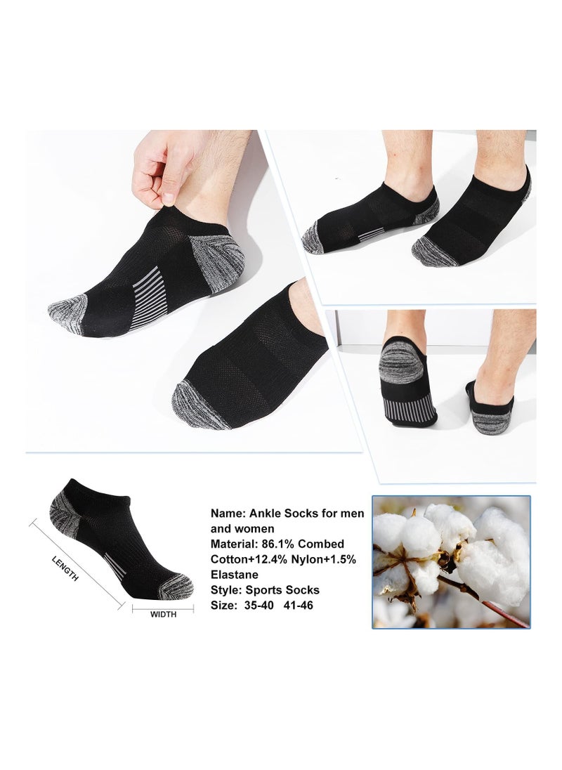 Trainer Socks Ankle Socks Cushioned Sports Socks Invisible Crew Boat Socks Cotton Low Cut Breathable Cushion Running Socks Casual Nonslip Ankle Athletic Socks Non-Slip for Mens 6 Pairs One Size