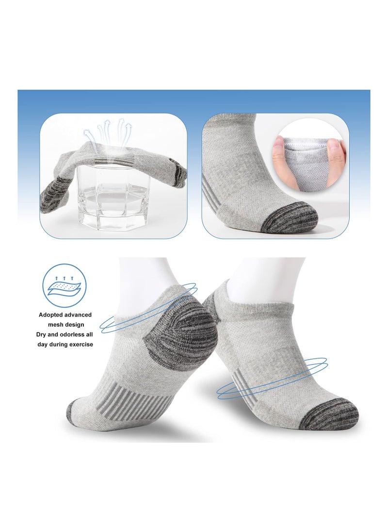 Trainer Socks Ankle Socks Cushioned Sports Socks Invisible Crew Boat Socks Cotton Low Cut Breathable Cushion Running Socks Casual Nonslip Ankle Athletic Socks Non-Slip for Mens 6 Pairs One Size