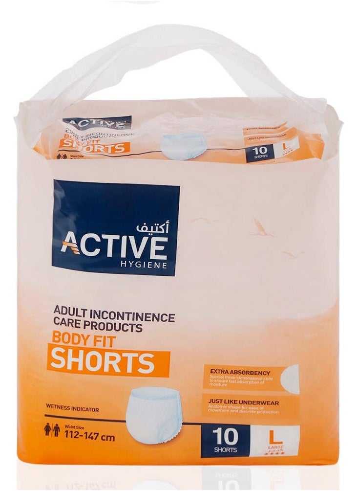 Hygiene Adult Incontinence Body Fit Shorts 10 Pieces Large