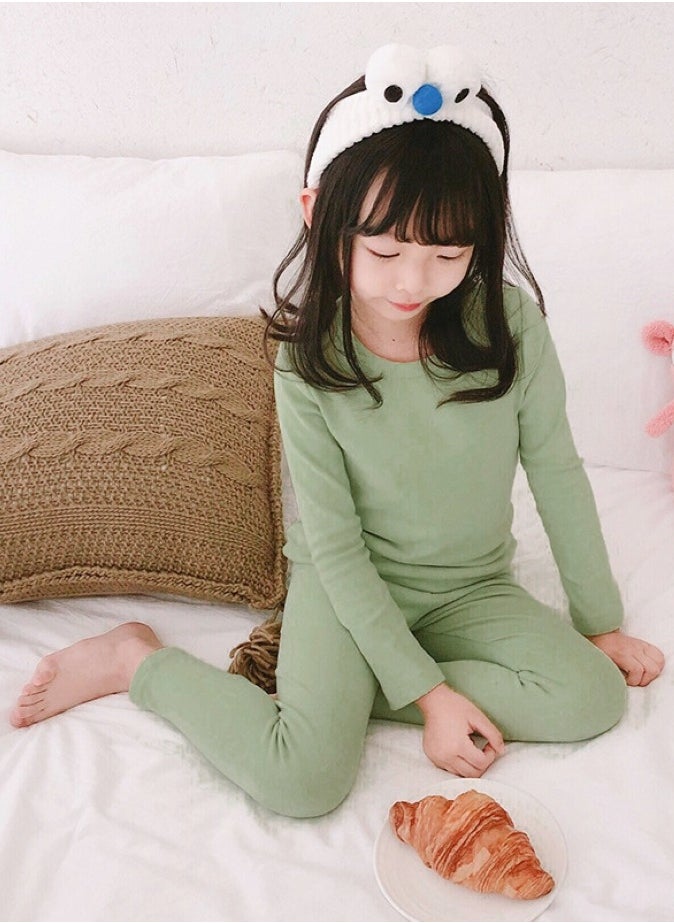 Children's solid color thermal underwear sets Soft tops and bottoms Children's soft sleepwear sets