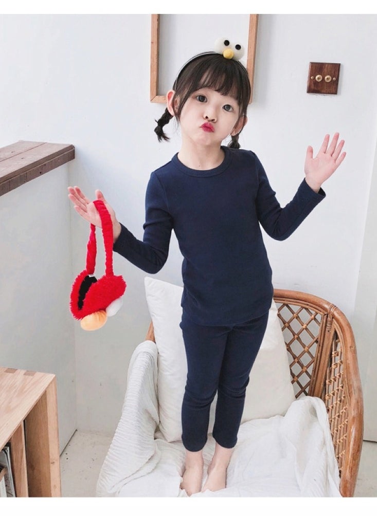 Children's solid color thermal underwear sets Soft tops and bottoms Children's soft sleepwear sets