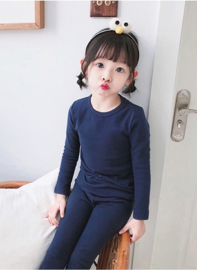 Children's solid color thermal underwear sets Soft tops and bottoms Children's soft sleepwear sets