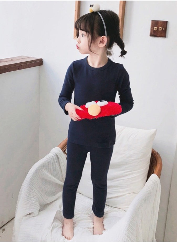 Children's solid color thermal underwear sets Soft tops and bottoms Children's soft sleepwear sets