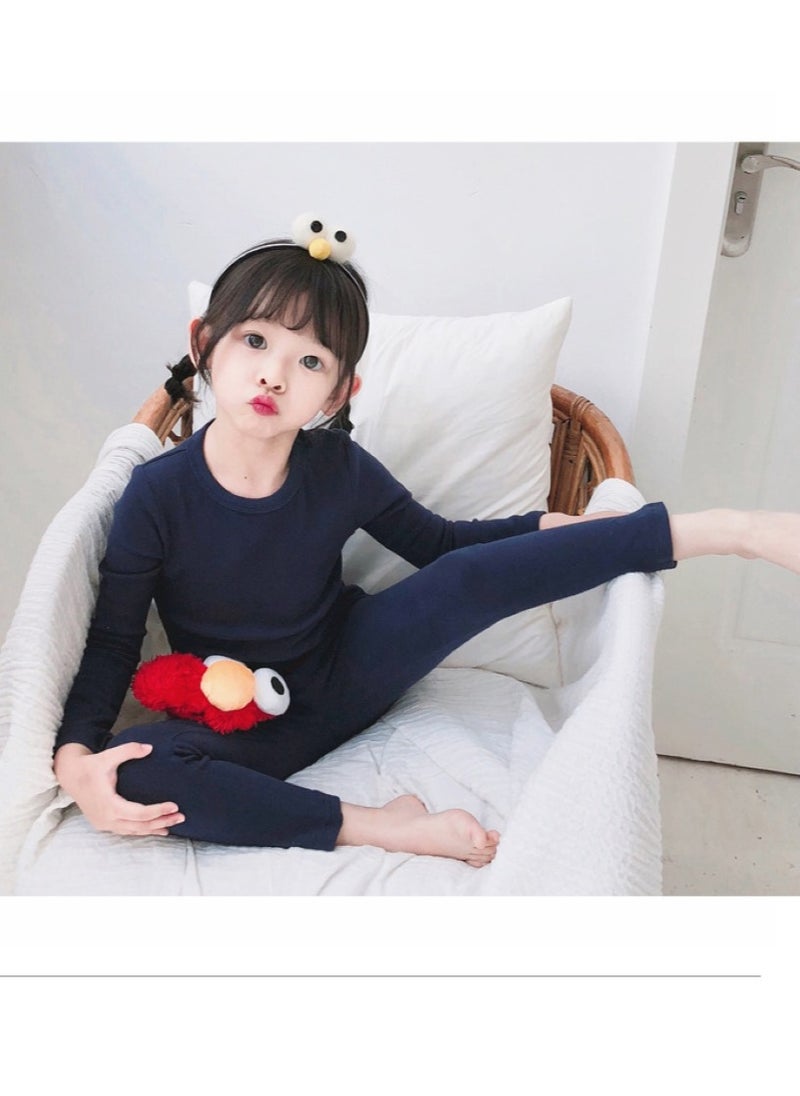 Children's solid color thermal underwear sets Soft tops and bottoms Children's soft sleepwear sets