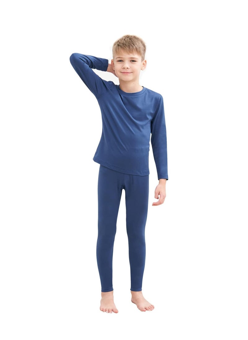 Children's solid color thermal underwear sets Soft tops and bottoms Children's soft sleepwear sets