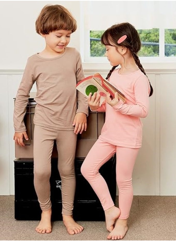 Children's solid color thermal underwear sets Soft tops and bottoms Children's soft sleepwear sets