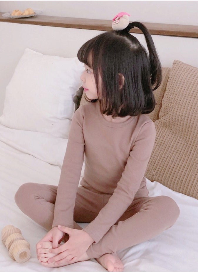 Children's solid color thermal underwear sets Soft tops and bottoms Children's soft sleepwear sets