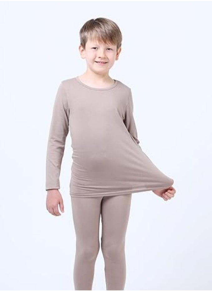 Children's solid color thermal underwear sets Soft tops and bottoms Children's soft sleepwear sets