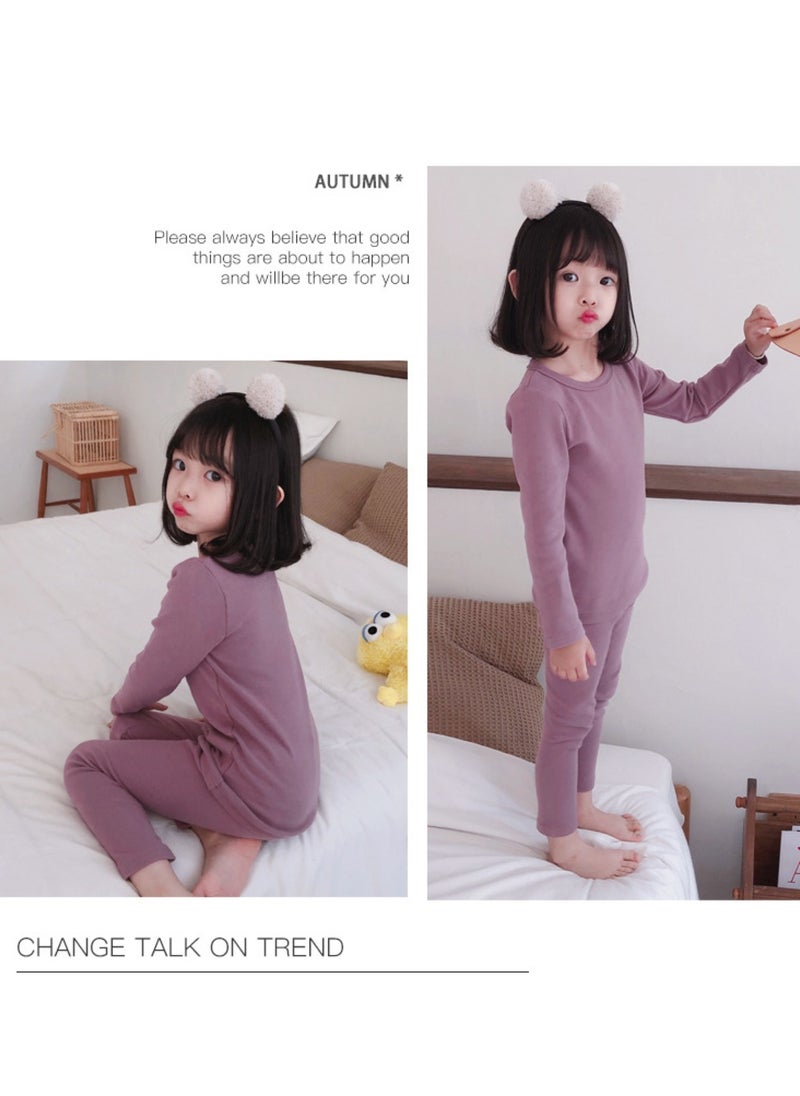 Children's solid color thermal underwear sets Soft tops and bottoms Children's soft sleepwear sets