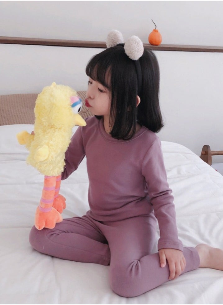 Children's solid color thermal underwear sets Soft tops and bottoms Children's soft sleepwear sets