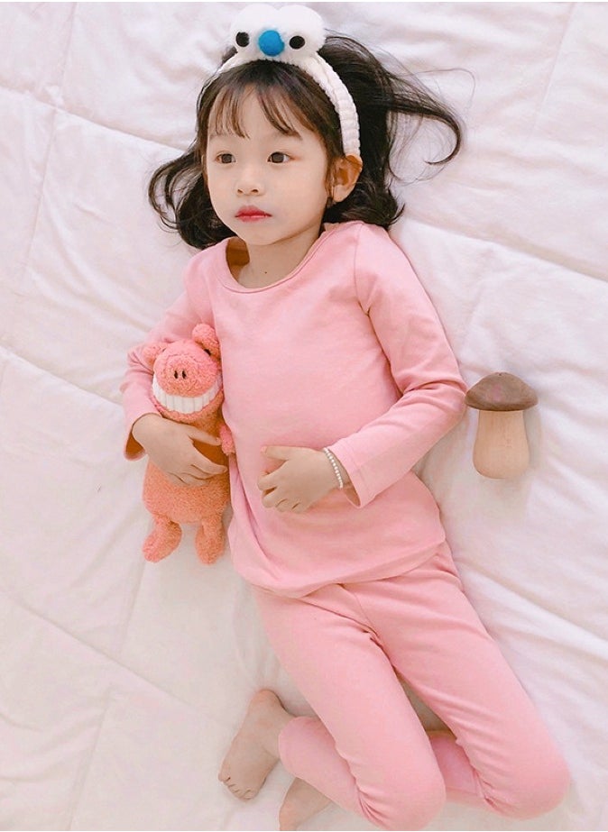 Children's solid color thermal underwear sets Soft tops and bottoms Children's soft sleepwear sets